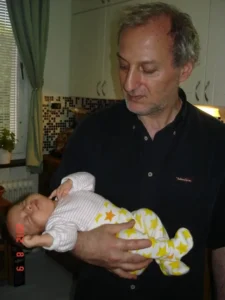 Finally at home with Anthie sleeping in my arms